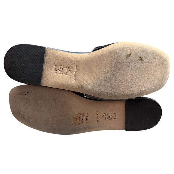 Tory Burch Eleanor Leather Slides Gold Hardware Black Size 6.5 - Picture 15 of 16